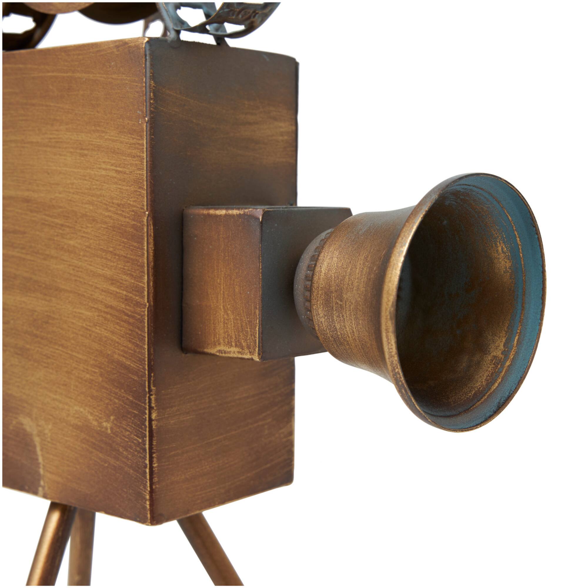 16" Brown Metal Decorative Camera Film Sculpture
